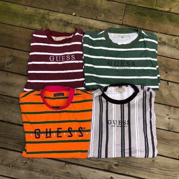 LOT OF 4 Striped Guess Shirts Large - Picture 2 of 2
